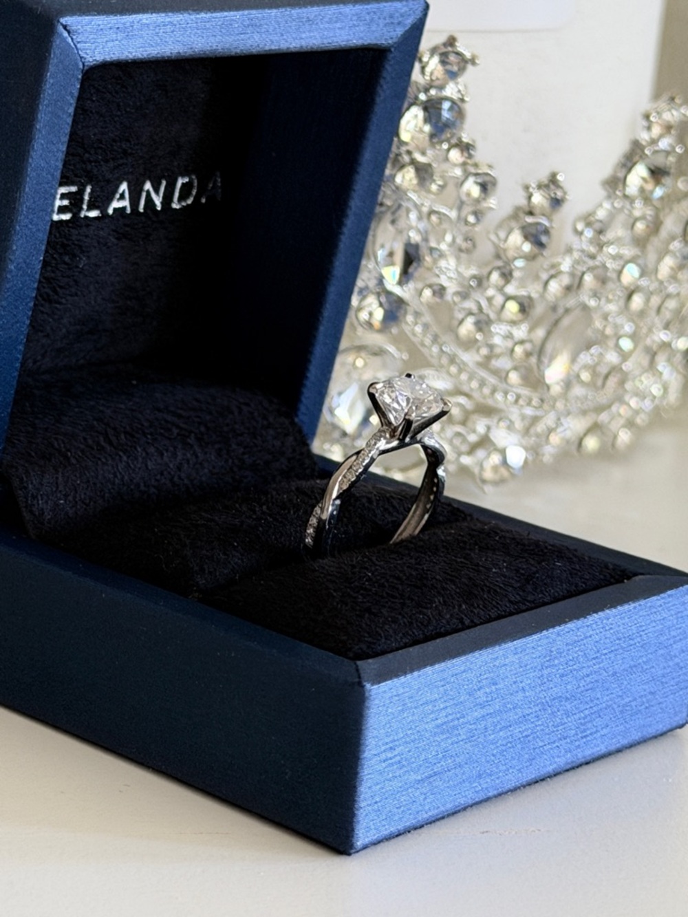 Solid 14k White Gold 4-Prong 1.0 CT Moissanite Engagement Promise Bridal Ring